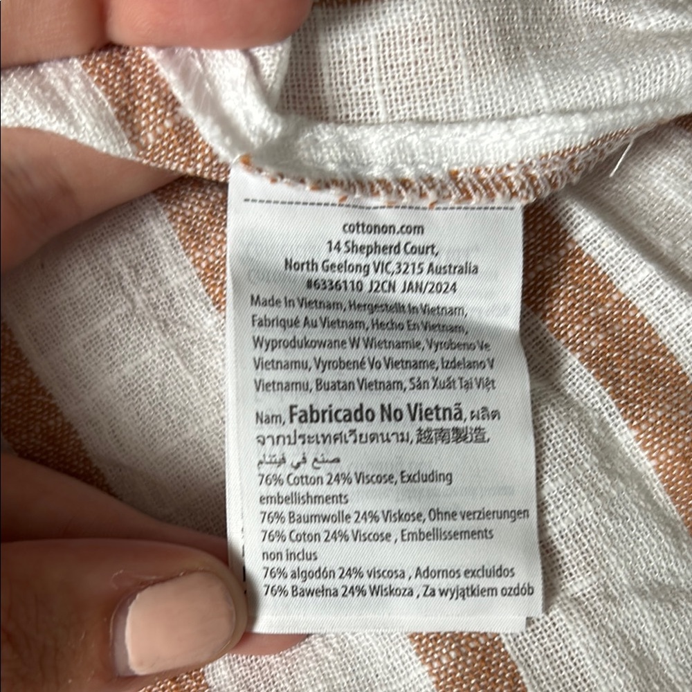 NWT Cotton-On Body White and Tan Striped Beach Cover Up Size XL - Picture 5 of 10